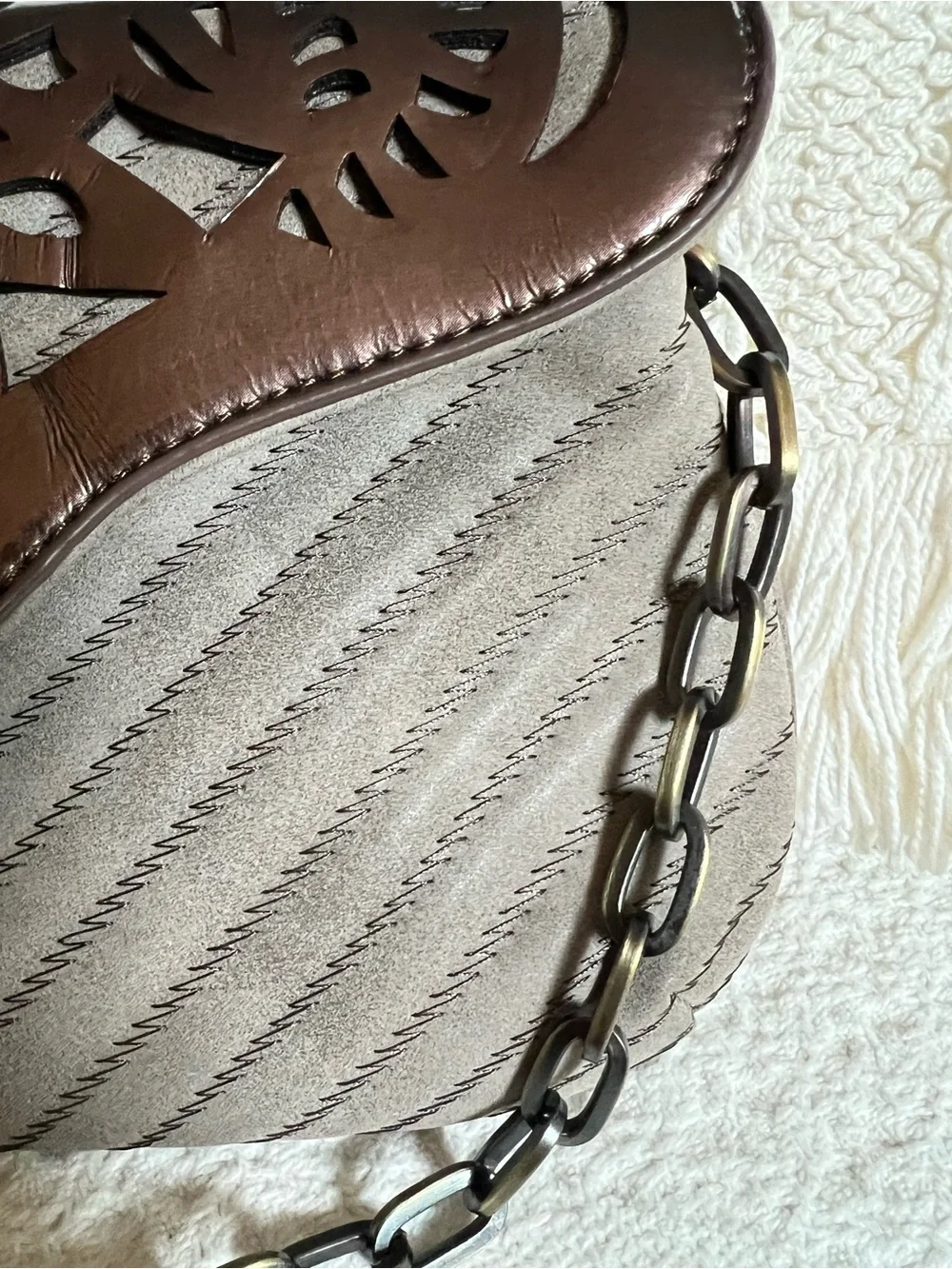 Taupe & Bronze shoulder/clutch bag